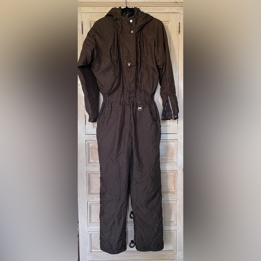 Vintage POSTCARD One-Piece Ski Suit • Brown • Women’s • 80s/90s Ski Jumpsuit